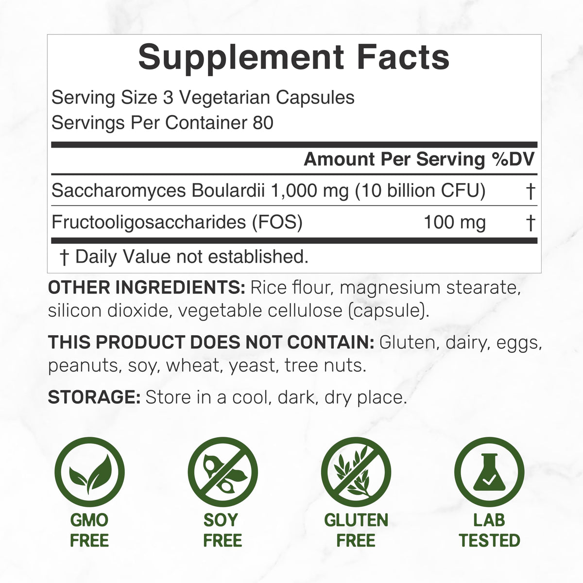 DEAL SUPPLEMENT Saccharomyces Boulardii capsules végétales avec étiquette
