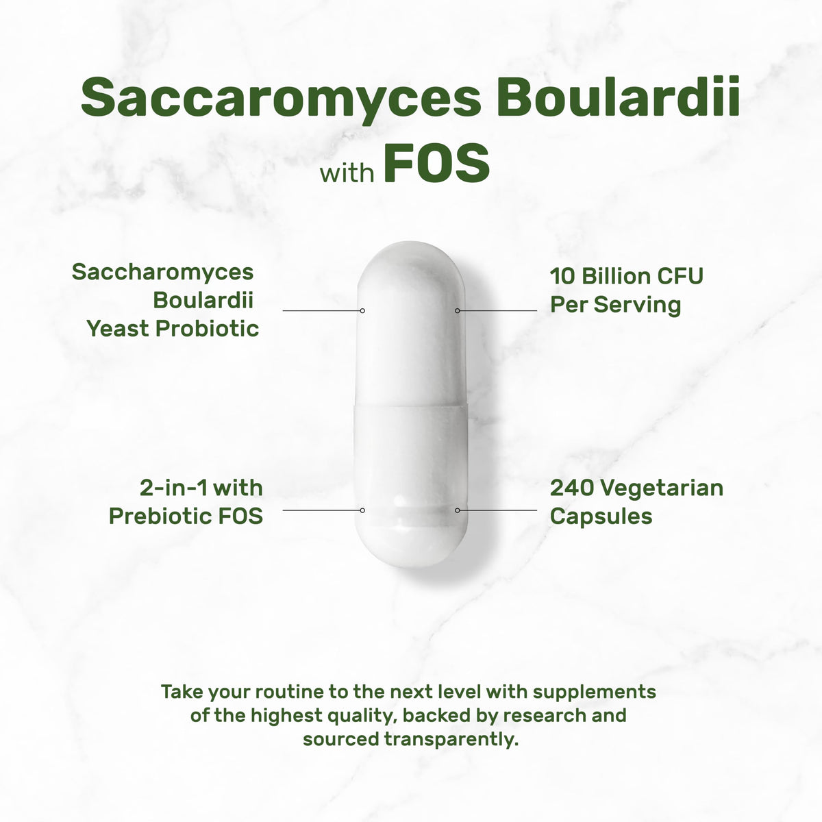 DEAL SUPPLEMENT Saccharomyces Boulardii capsules végétales sur fond blanc