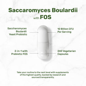 DEAL SUPPLEMENT Saccharomyces Boulardii capsules végétales sur fond blanc