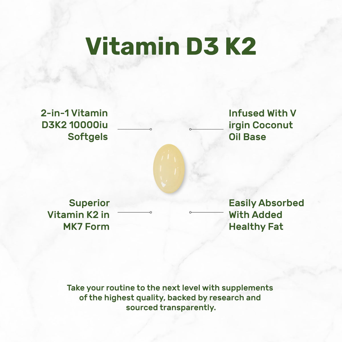 DEAL SUPPLEMENT Vitamine D3 10 000 UI + K2 MK7 gélules côté