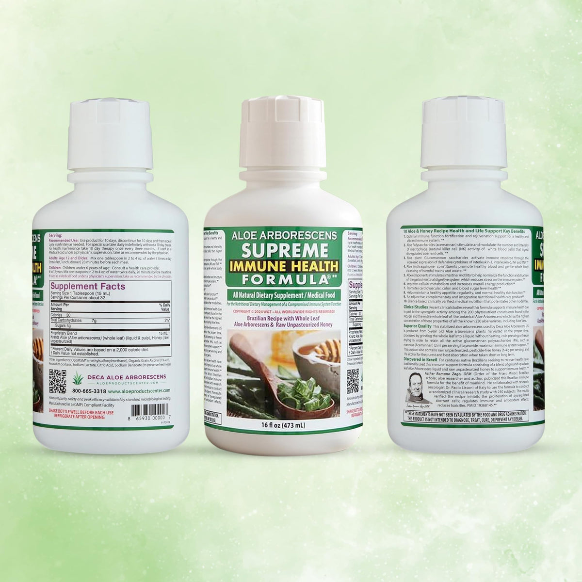 Deca Aloe Arborescens Jus 16 Oz bouteille vue arrière