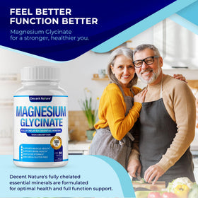 DECENT NATURE Magnésium Glycinate 500mg, étiquette détaillant les ingrédients