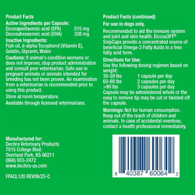 Dechra Eicosa3FF SnipCaps Omega 3 capsules side view