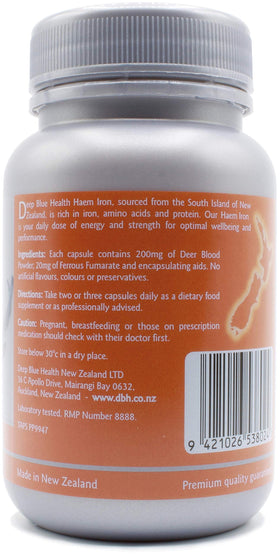Deep Blue Health Complément Fer Hémique 1000mg arrière de l'emballage