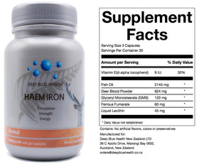 Deep Blue Health Complément Fer Hémique 1000mg vue latérale