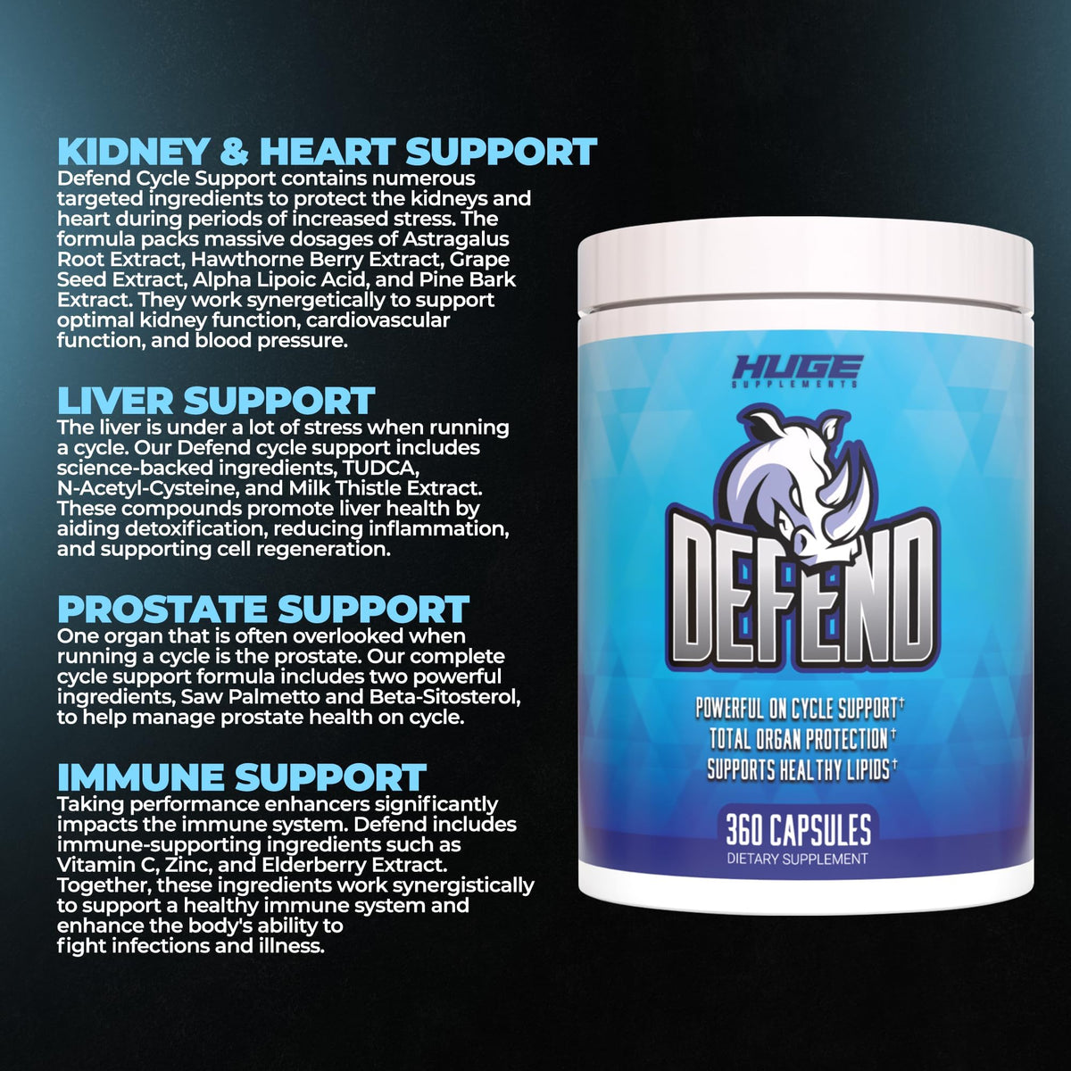 Defend Cycle Support, étiquette du produit