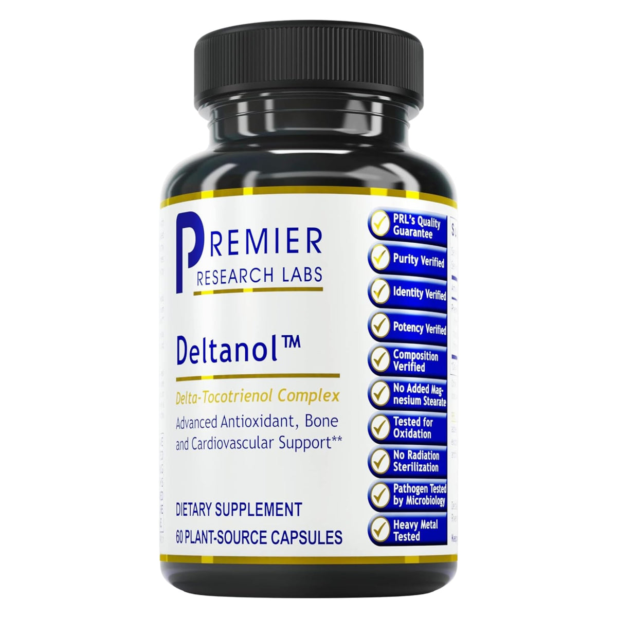 Deltanol Premier Research Labs 100 mg tocotrienols capsule front view