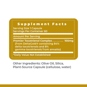 Deltanol Premier Research Labs 100 mg tocotrienols with a measuring spoon