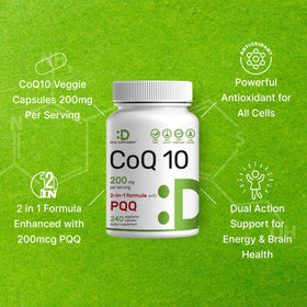 Démo de capsules DEAL SUPPLEMENT CoQ10 200mg avec PQQ sur une main