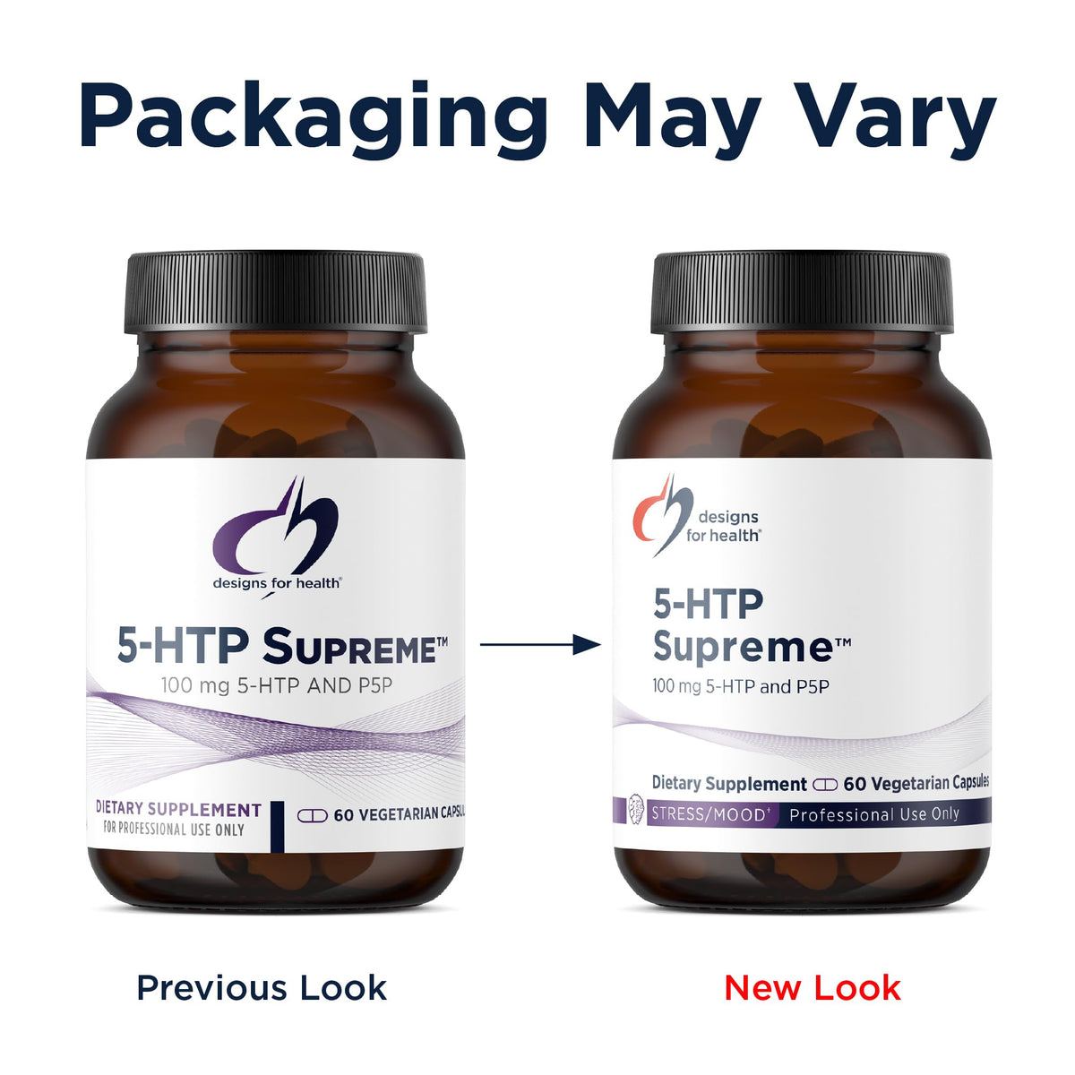 Designs for Health 5-HTP capsules sur une table