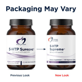 Designs for Health 5-HTP capsules sur une table