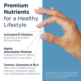 Designs for Health a balanced routine Synergy capsules, gros plan sur les capsules