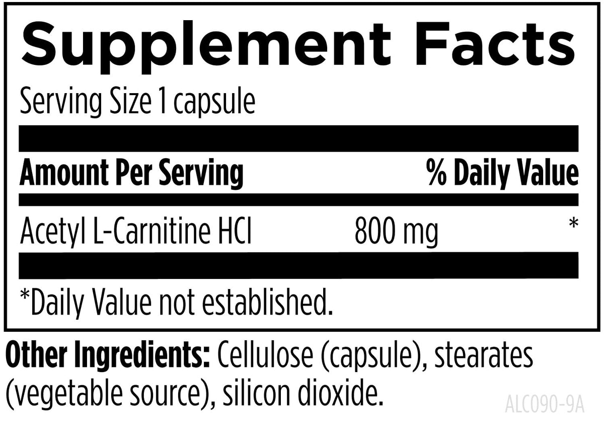 Designs for Health Acétyl L-Carnitine 90 Capsules arrière