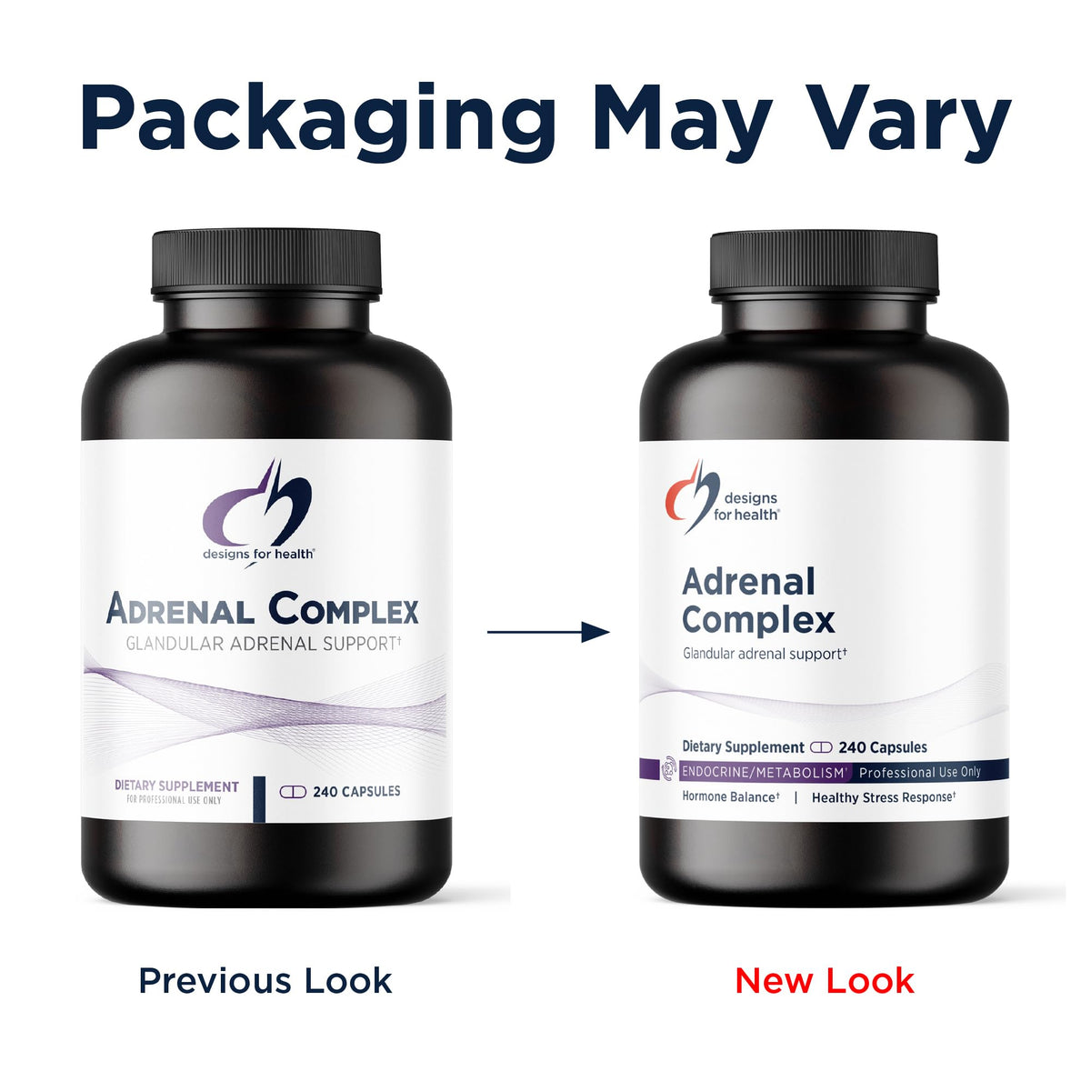 Designs for Health Adrenal Complex bottle with labels