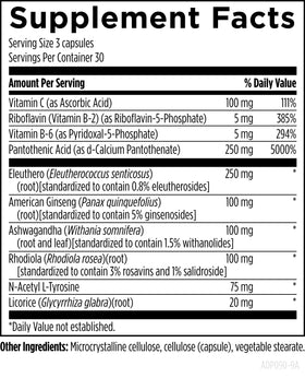 Designs for Health Adrenotone capsules sur une table