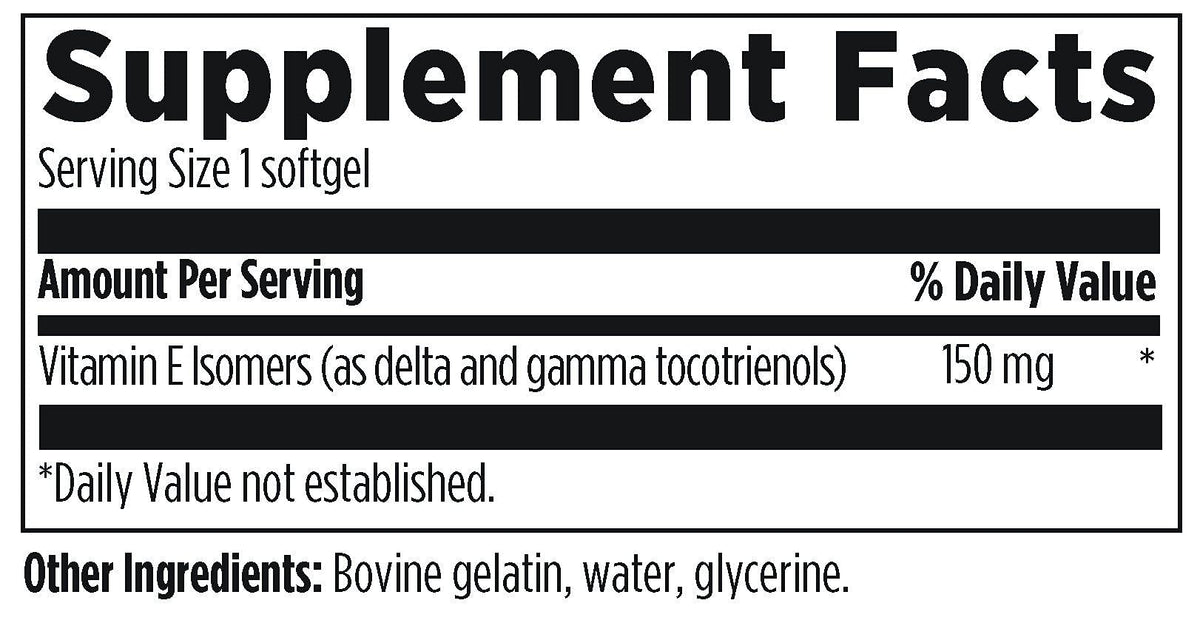 Designs for Health Annatto-E 150mg Tocotrienols capsules avec des ingrédients