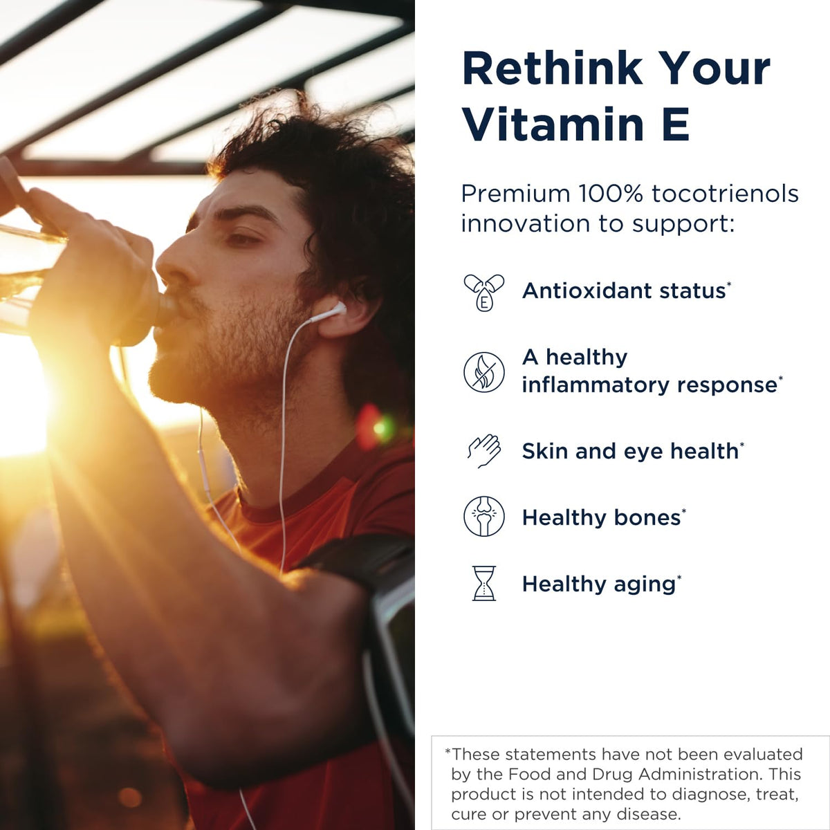 Designs for Health Annatto-E 300mg Vitamine E capsules en gros plan