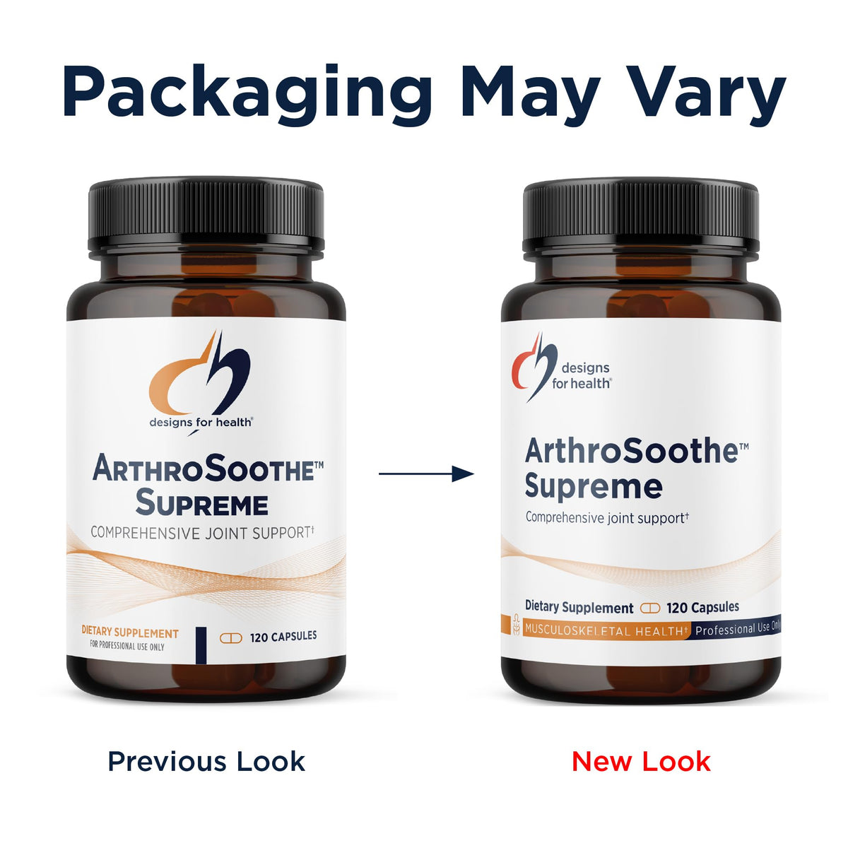 Designs for Health ArthroSoothe capsules sur une surface blanche
