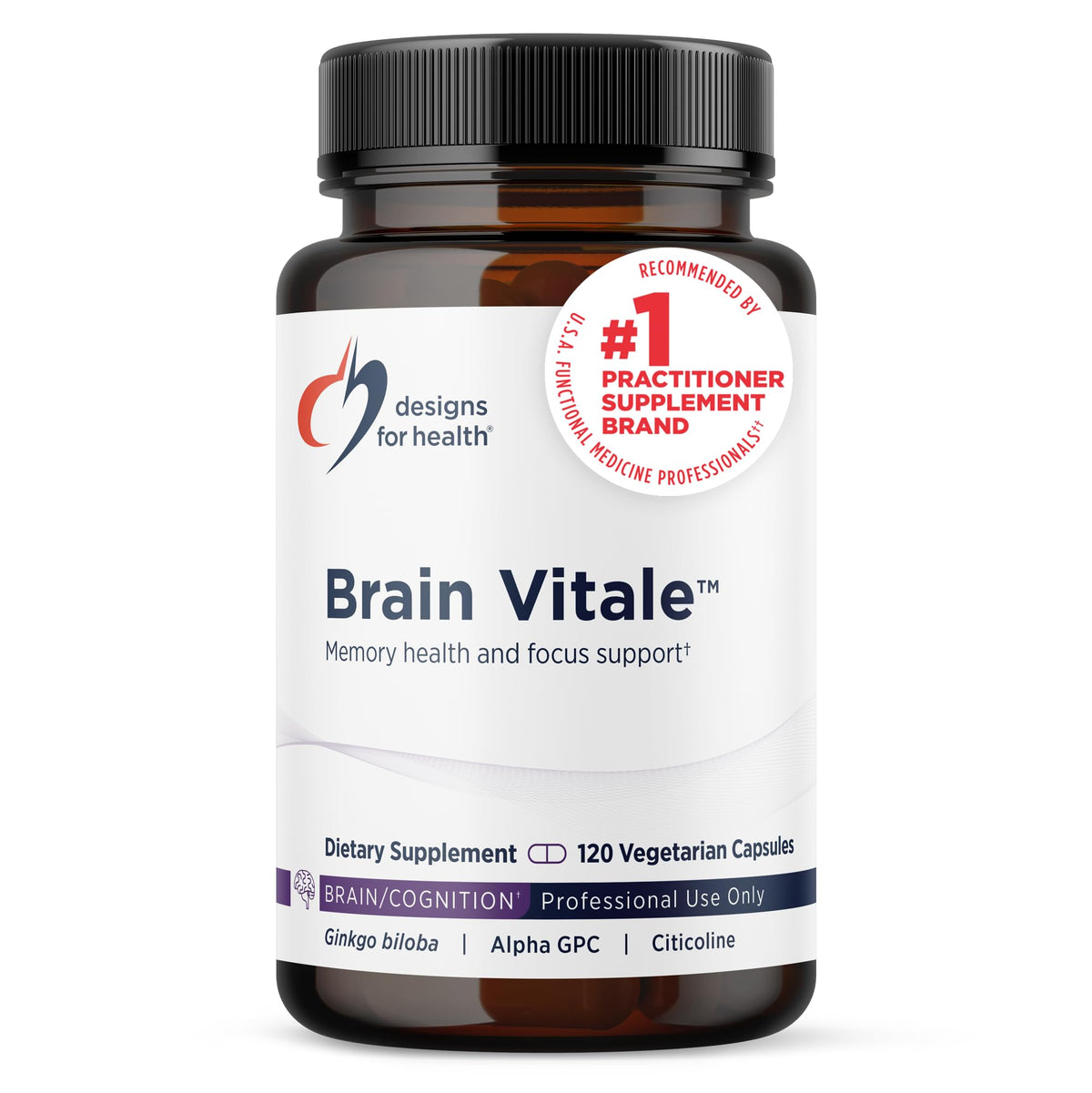 Designs for Health Brain Vitale 120 capsules vue de l'avant