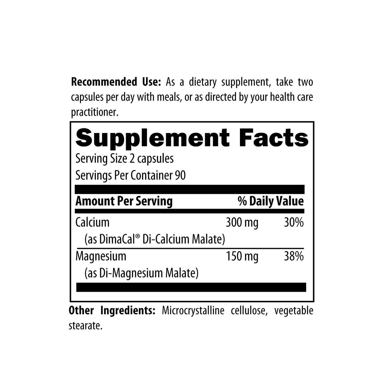 Designs for Health Cal/Mag 2:1 180 Capsules arrière