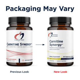 Designs for Health Carnitine Synergy 120 capsules avec flacon ouvert