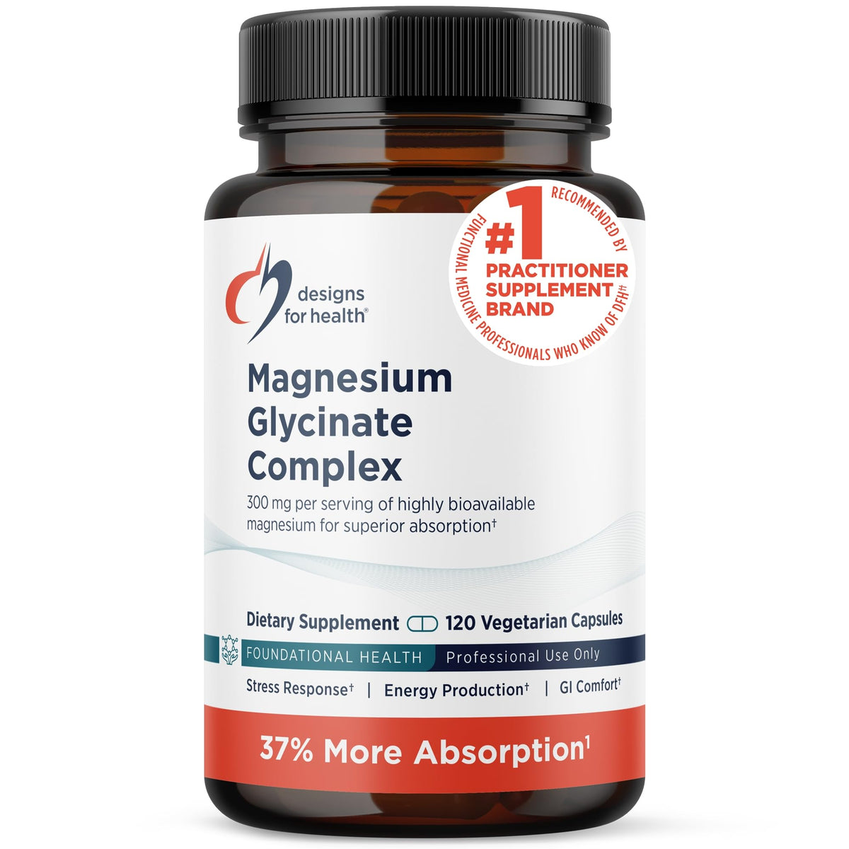 Designs for Health Complexe de Magnésium Glycinate 120 capsules vue de face