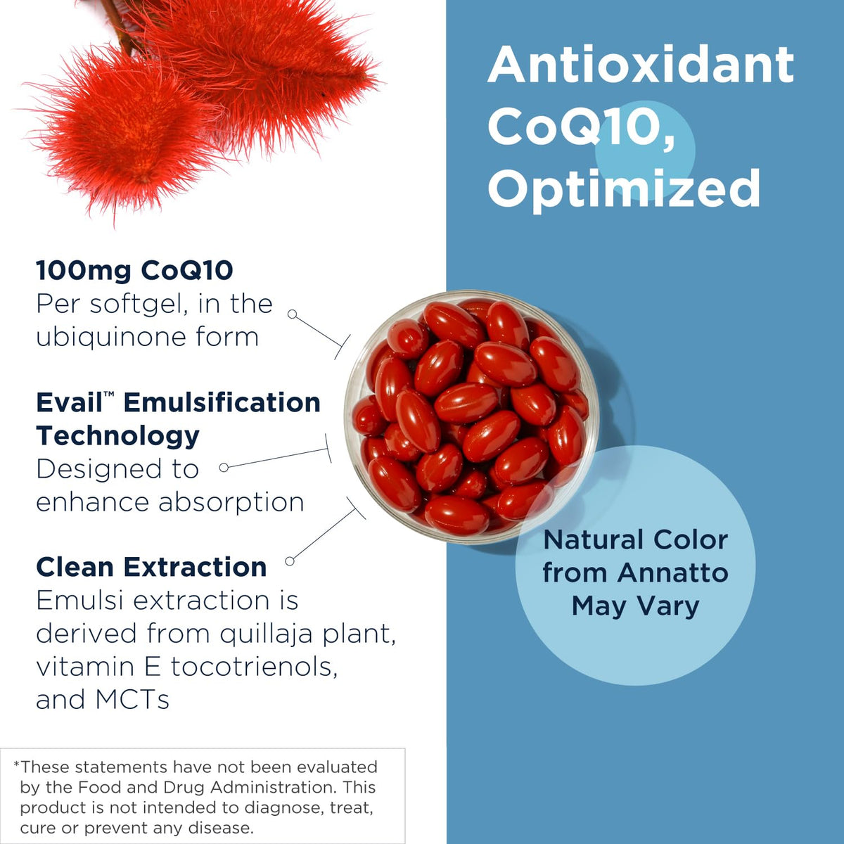 Designs for Health CoQ10 100mg gélules molles sur fond blanc