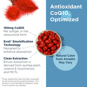 Designs for Health CoQ10 100mg gélules molles sur fond blanc