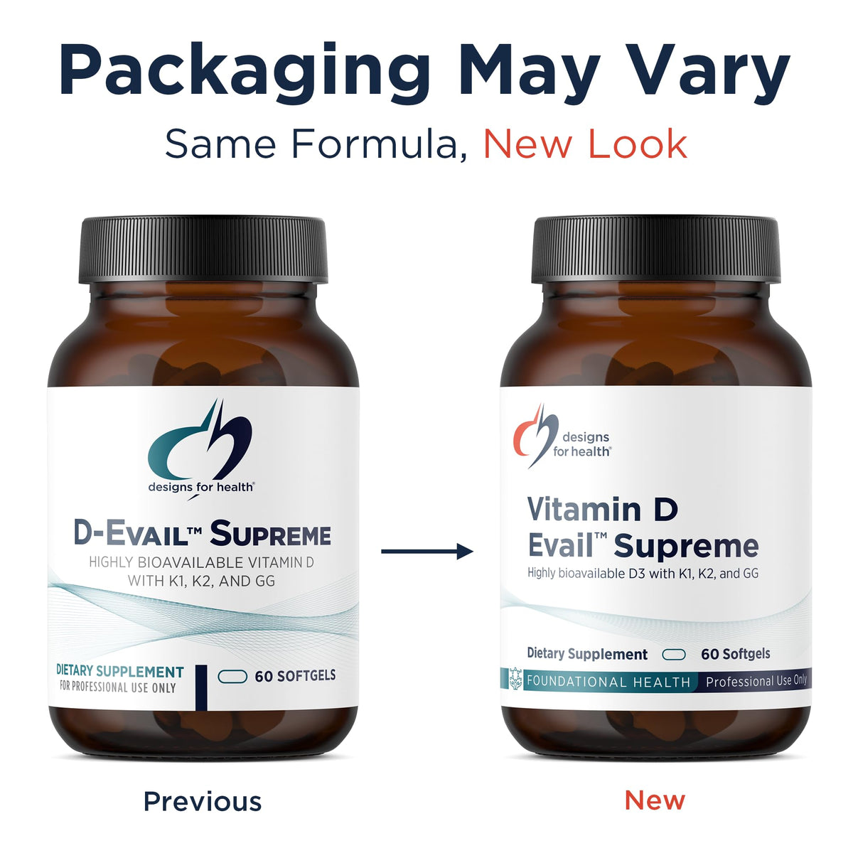 Designs for Health D-Evail 5 000 UI Vitamine D3 gélules en main