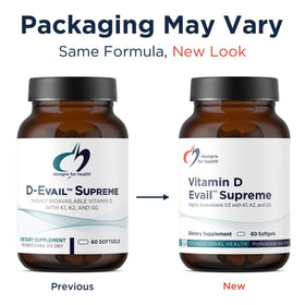 Designs for Health D-Evail 5 000 UI Vitamine D3 gélules en main