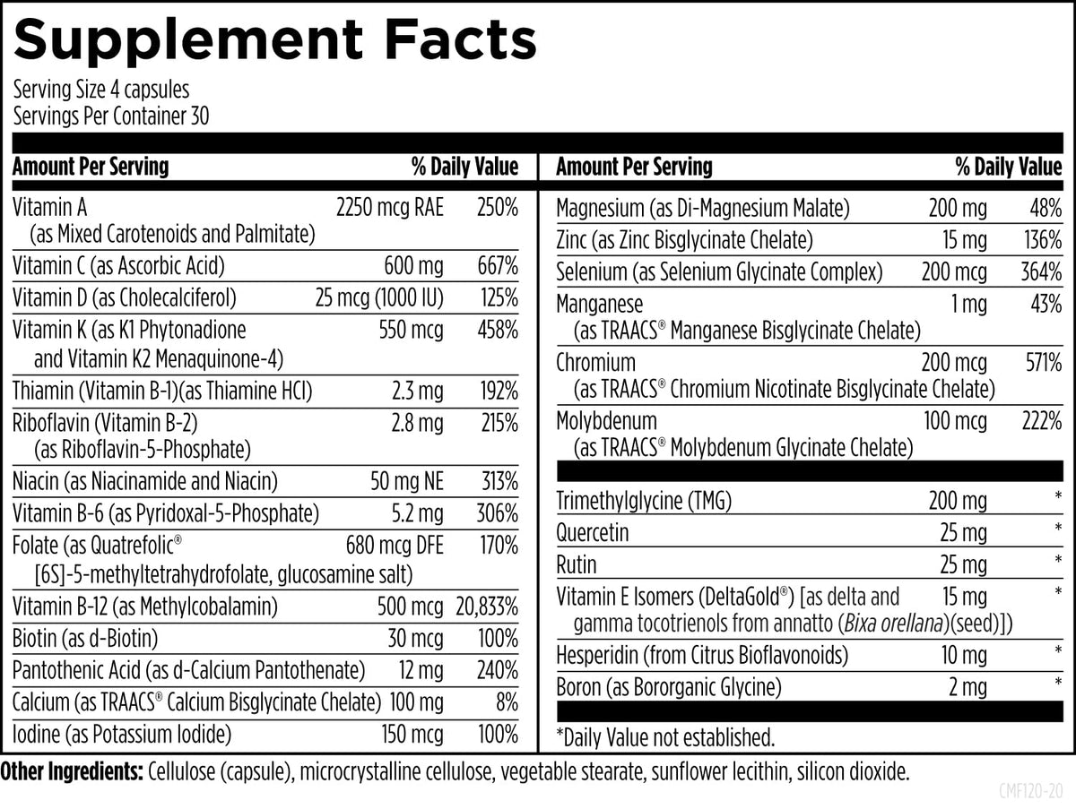 Designs for Health DFH Complete Multi 120 capsules sur fond blanc