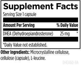 Designs for Health DHEA 25mg capsules sur une table