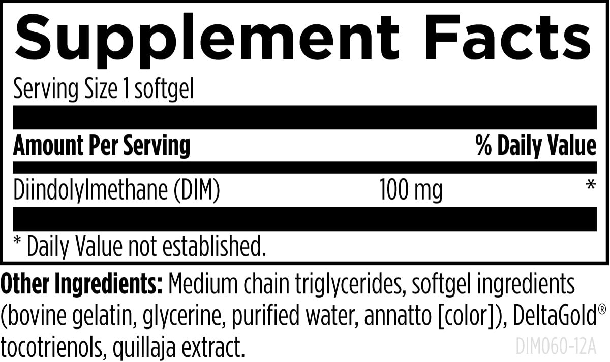 Designs for Health DIM-Evail 100mg 60 gélules, étiquette