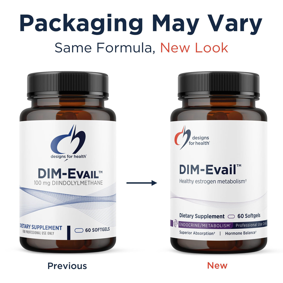 Designs for Health DIM-Evail 100mg 60 gélules sur une table