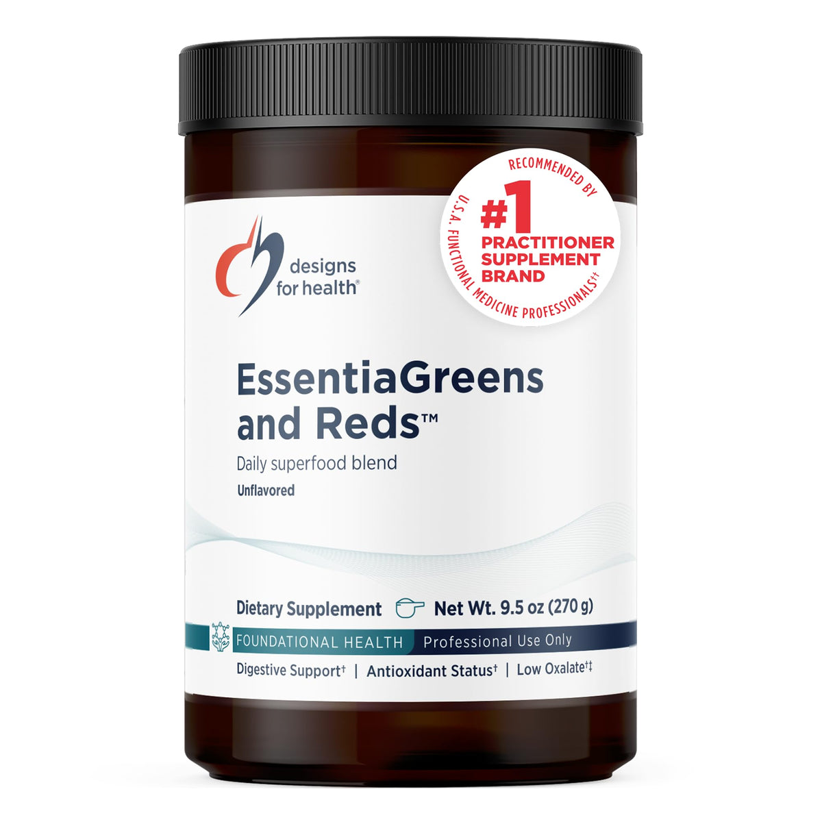 Designs for Health EssentiaGreens et Reds Poudre Superaliment vue avant