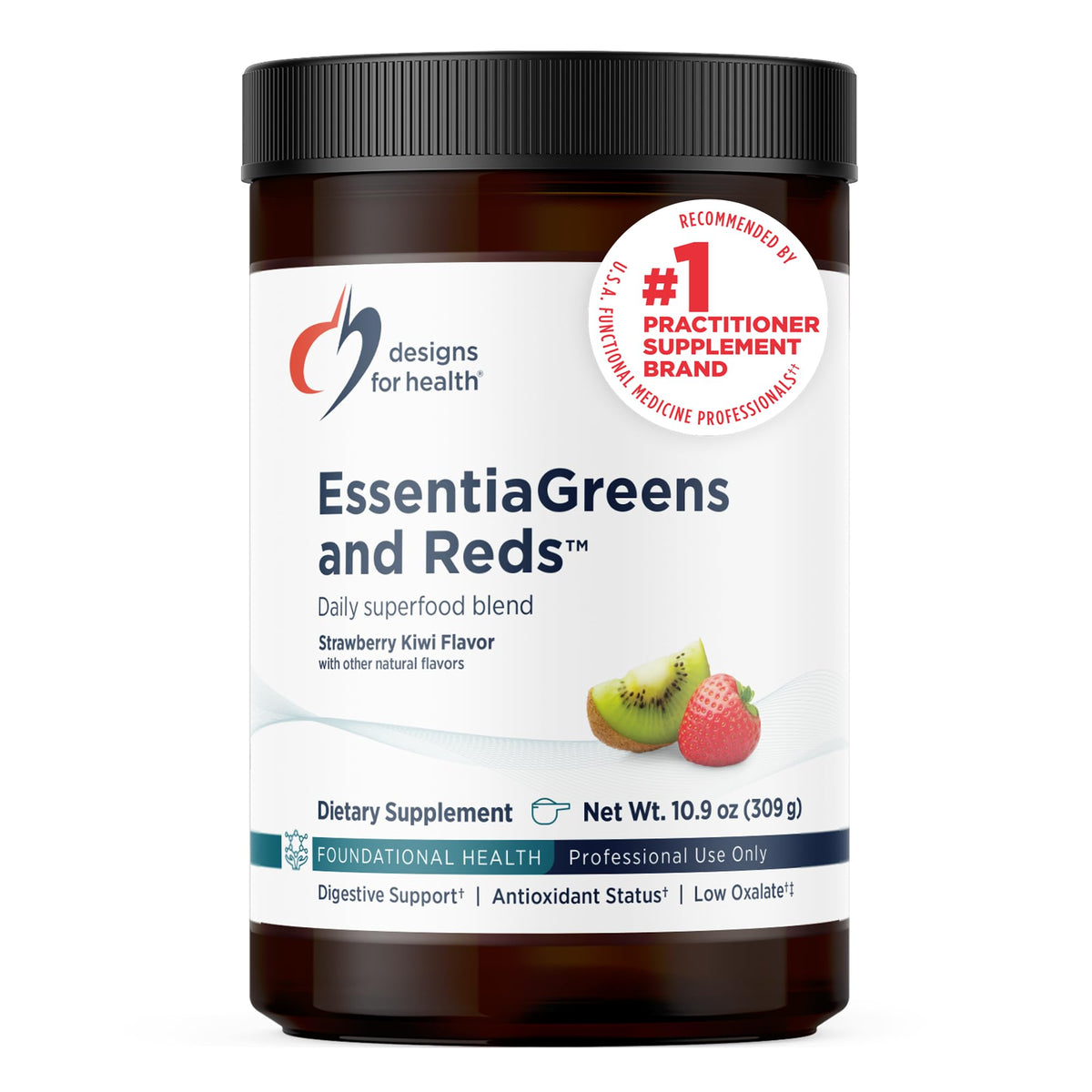 Designs for Health EssentiaGreens et Reds poudre superfood vue avant