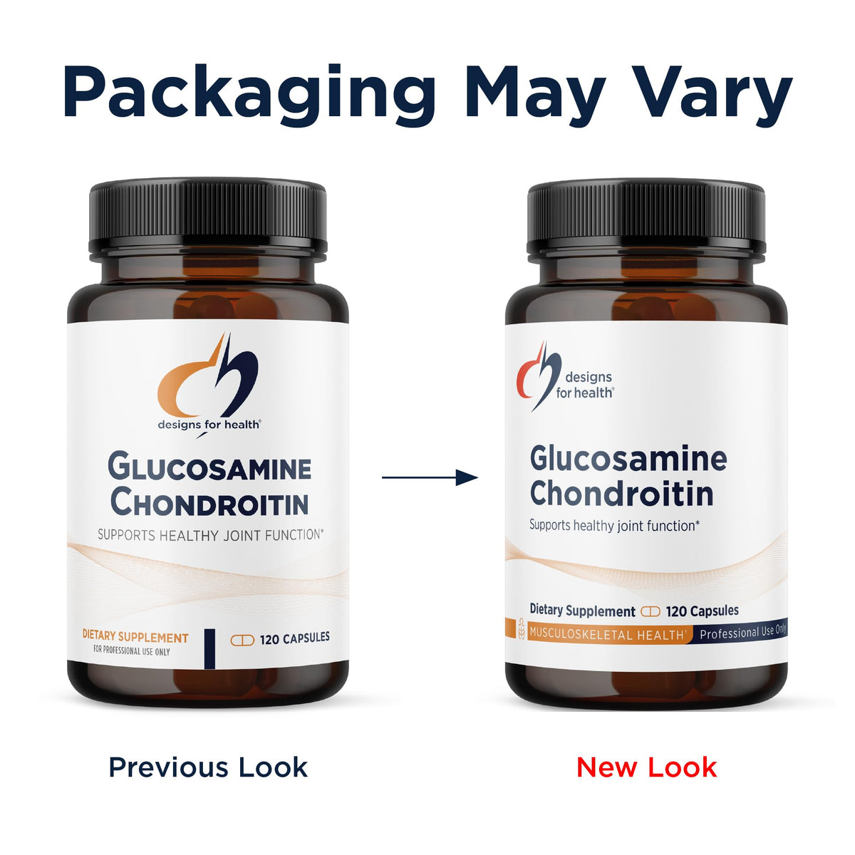 Designs for Health Glucosamine Chondroitin 120 capsules avec étiquette