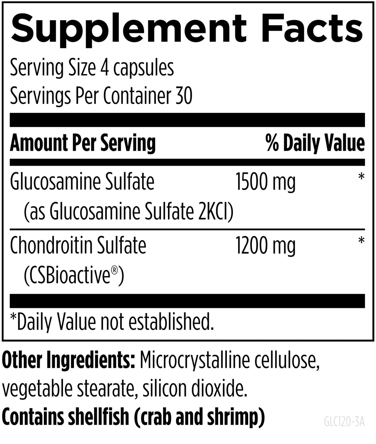 Designs for Health Glucosamine Chondroitin 120 capsules sur une table