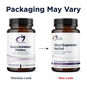 Designs for Health GlucoSupreme 120 capsules sur une table