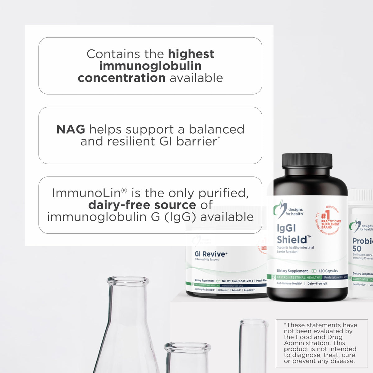 Designs for Health IgGI Shield complément alimentaire 120 capsules vue de côté