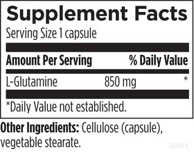 Designs for Health L-Glutamine Capsules 850mg bottle with label