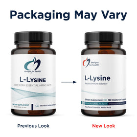 Designs for Health L-Lysine HCL 1500mg emballage avec informations