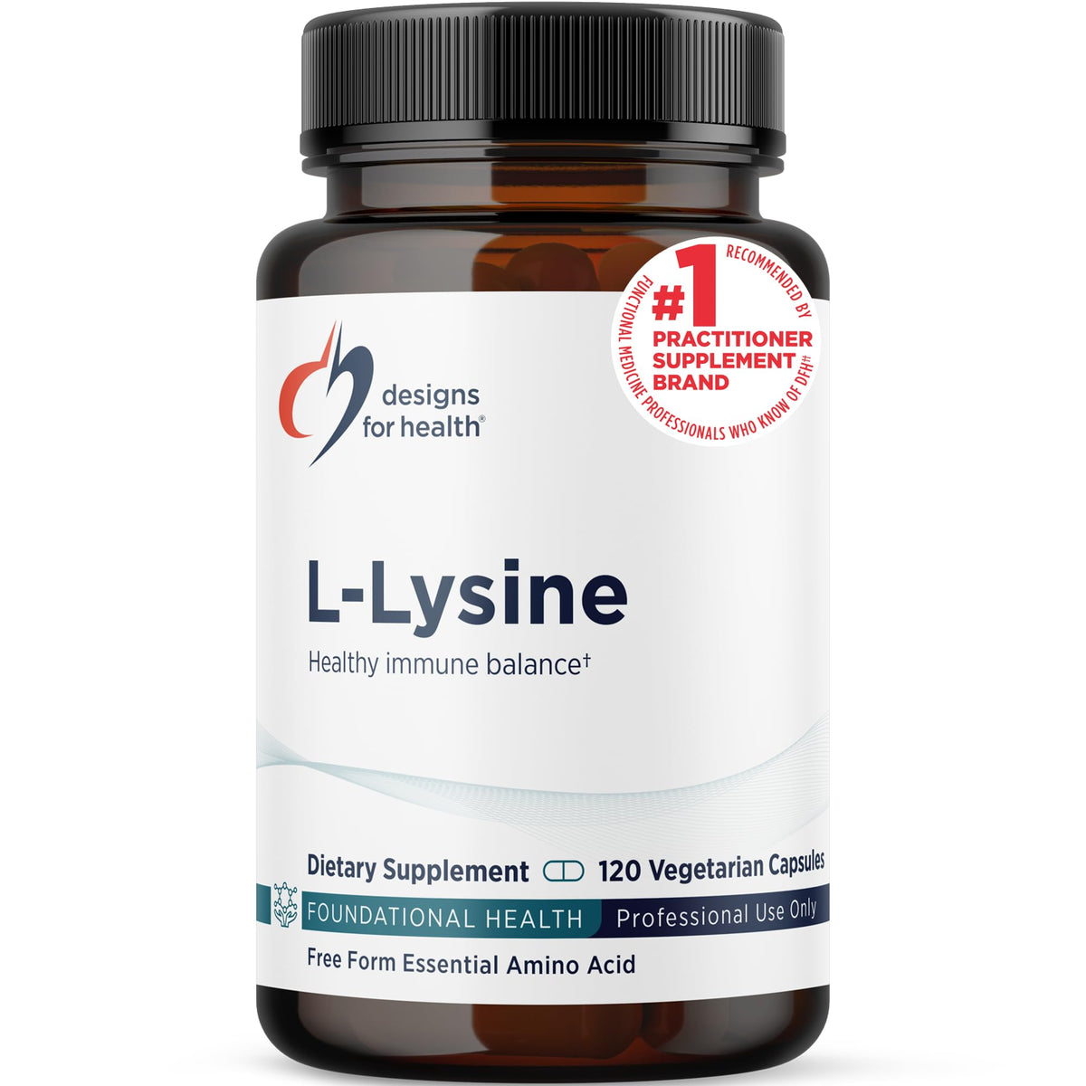 Designs for Health L-Lysine HCL 1500mg pilules vue de face