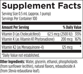Designs for Health Liposomal D 2500 IU Vitamine D3 + K1 + K2 avec goutte à goutte