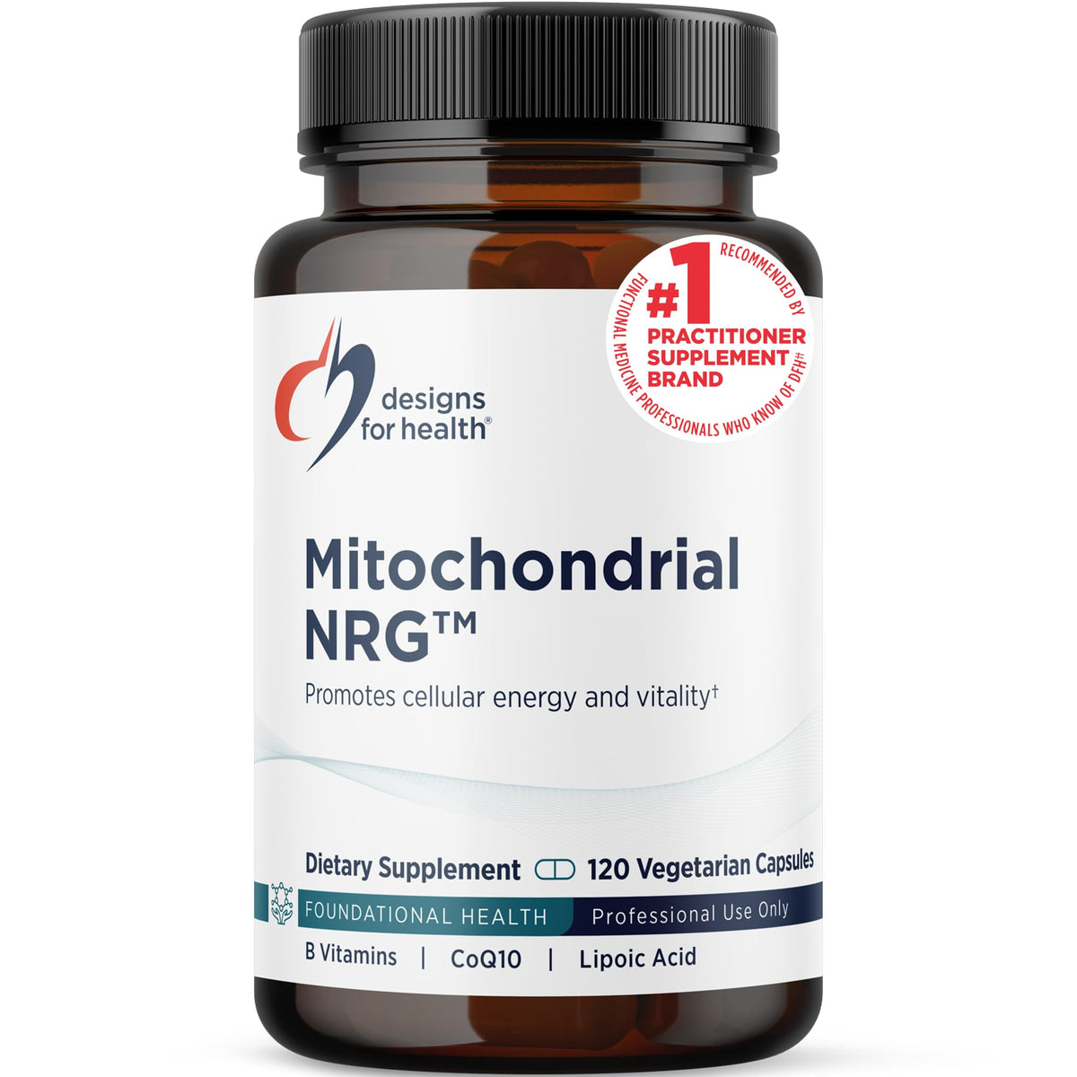 Designs for Health Mitochondrial NRG 120 capsules devant l'emballage