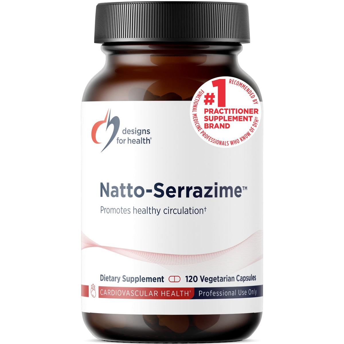Designs for Health Nattokinase et Serrapeptidase 120 capsules vue avant