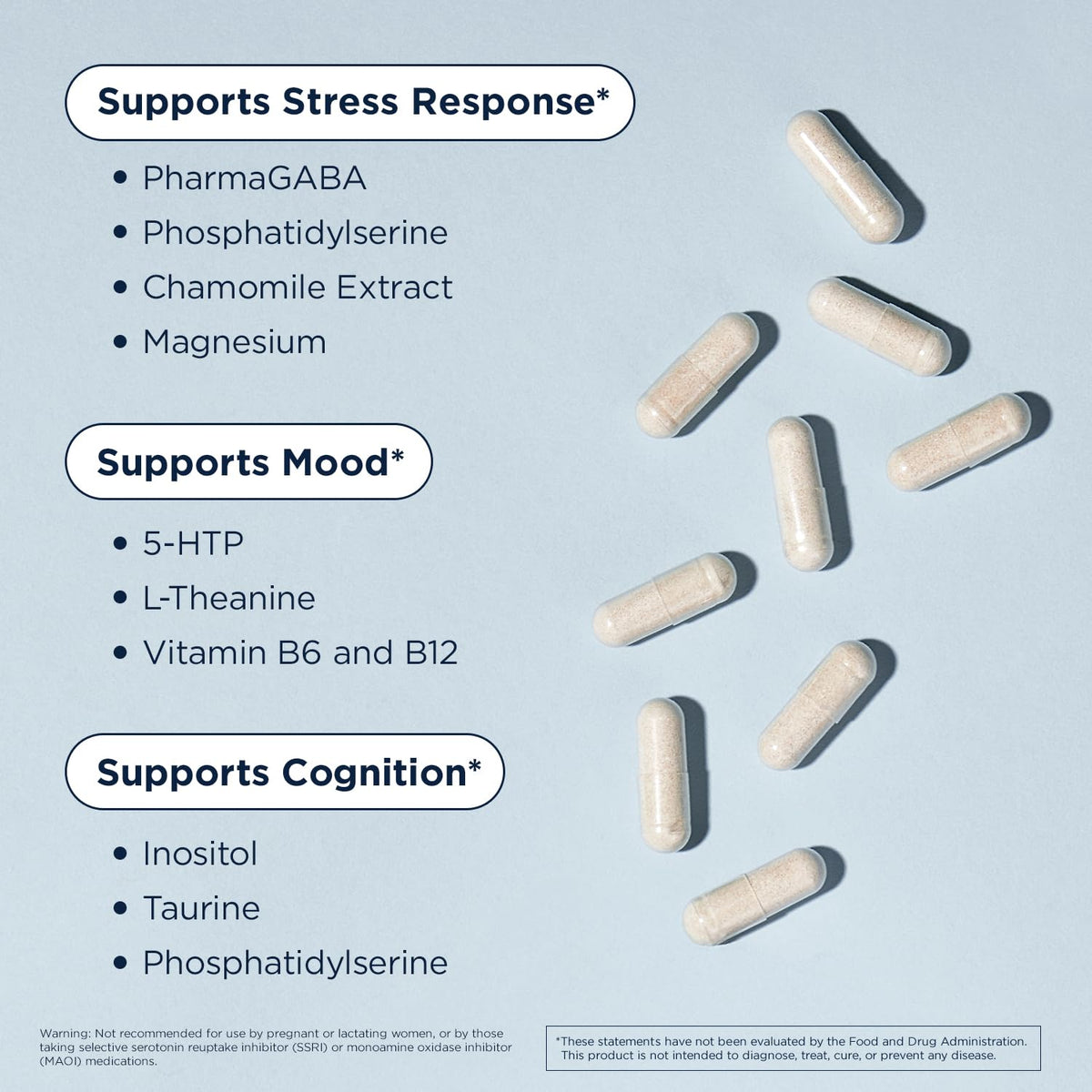 Designs for Health NeuroCalm capsules sur une table