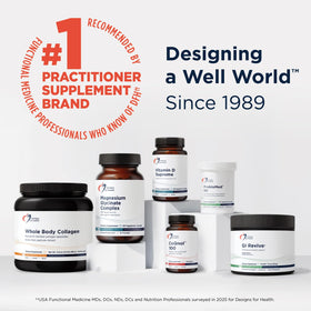 Designs for Health NeuroCalm Peptide bottle with a measuring spoon