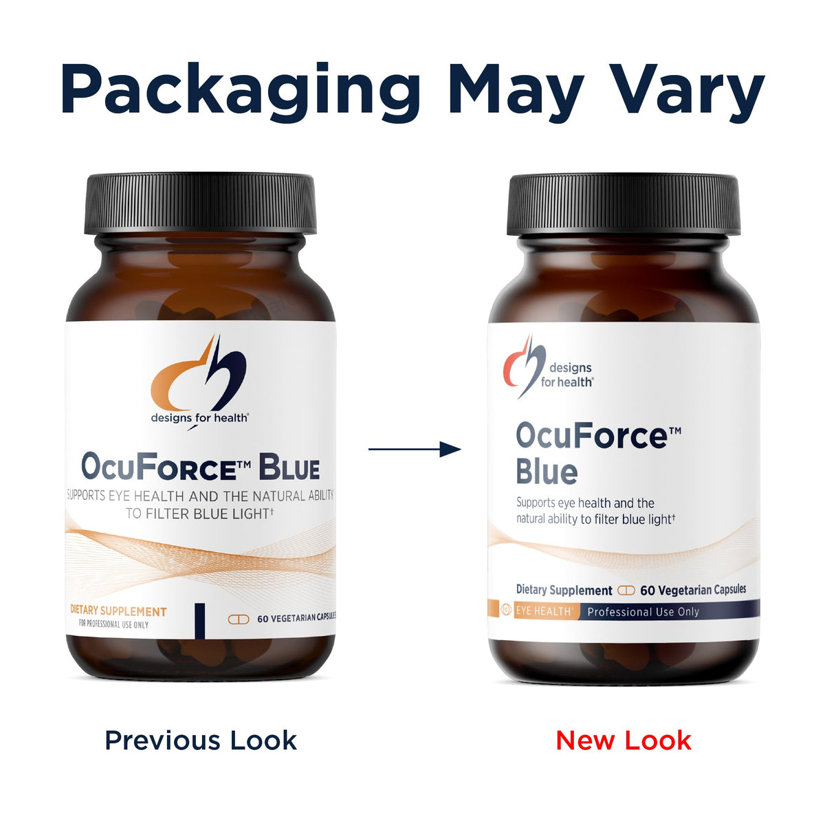 Designs for Health OcuForce Blue capsules avec un verre d'eau