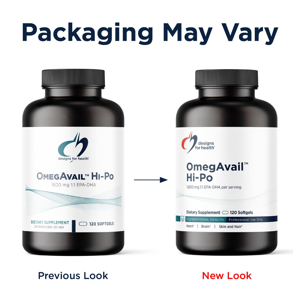 Designs for Health OmegAvail Hi-Po TG 1600mg EPA/DHA gélules avec emballage